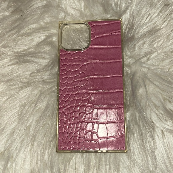 Pink Crocodile Faux Leather SQUARE iPhone Case iPhone 14 - Picture 1 of 2